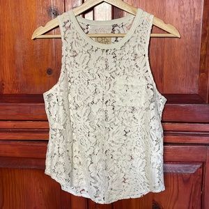 Chaser White Lace Tank Top small